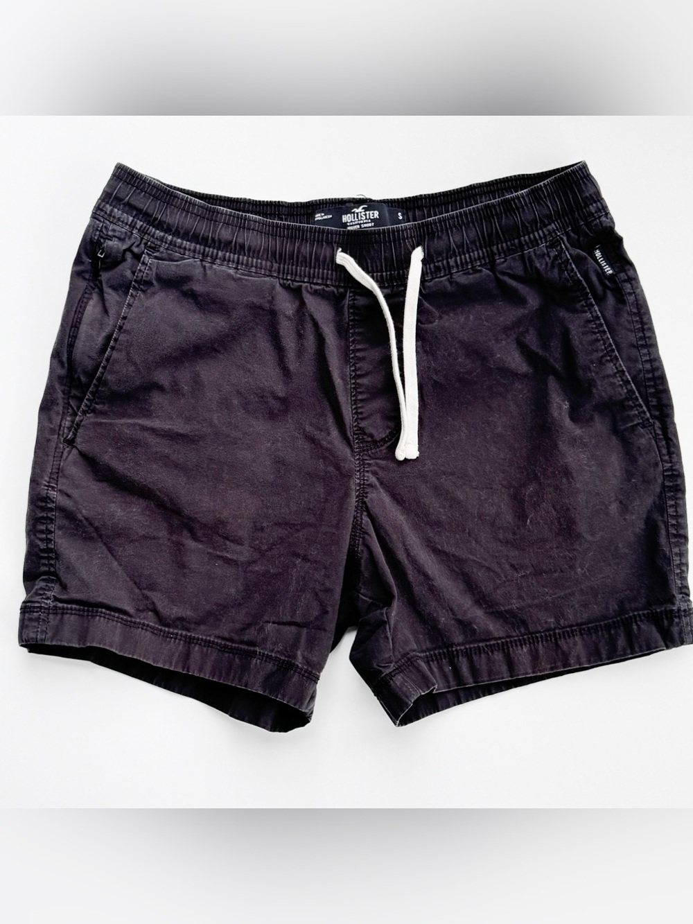 Black Hollister Everyday Twill Pull on Drawstring Shorts